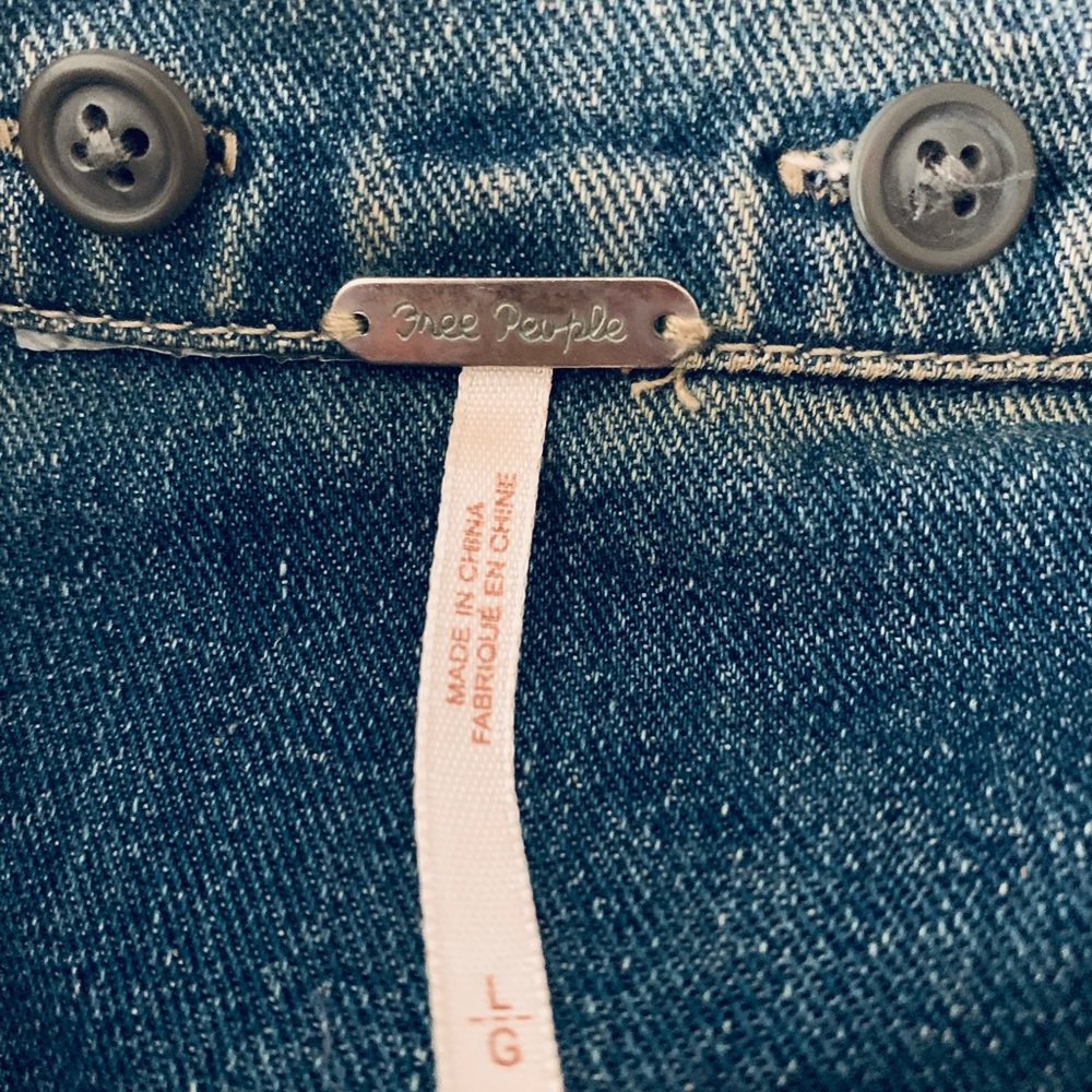 Free People Distressed Knit Hooded Jean Jacket Blue Gray Women’s L Y2k Grunge - Picture 9 of 10